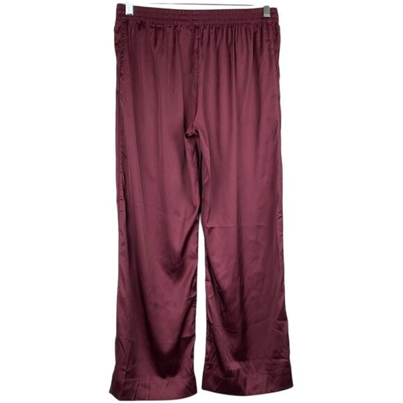 SOMA women's satin wide leg pajama pants in burgundy. - Picture 3 of 7